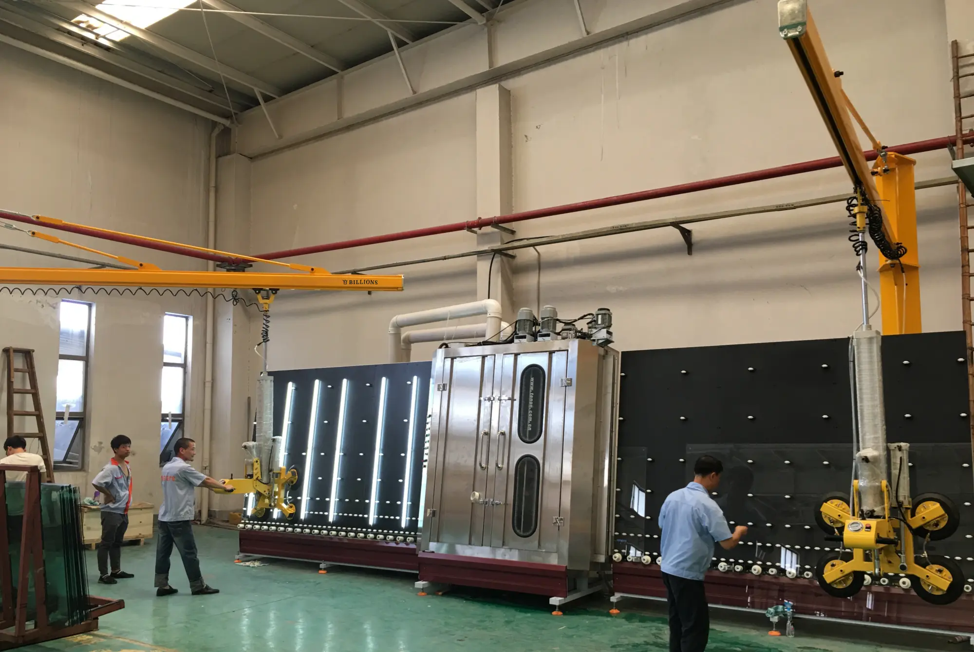 Pneumatic glass turnover lifter for tempering furnace loading and 200kg air-powered glass rotator for tempering line unloading BILLIONS LIFTER